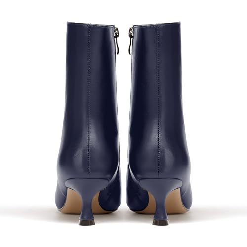 JUSTDANNI Womens Matte Casual Stylish Pointed Toe Zip Dating Kitten Low Heel Ankle High Boots 2 Inch4