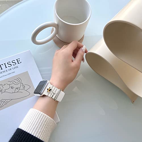 Image of 5Pcs Charms for Apple Watch band 41mm 45mm 40mm 44mm 38mm 42mm 46mm 49mm Women,Diamond+Metal Jewelry Decorative Ring For iWatch series 11 10 9 8 7 6 5 4 se 3 /2,Galaxy watch 7 /6 /5 /4,Strap Accessories