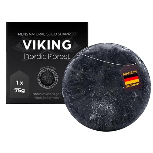 MEDUNA festes Haar-Shampoo Viking Nordic Forest - Kieferbaum Duft - Haarseife mit Bio-Kokosöl & Shea Butter - Naturkosmetik Haarpflege - silikonfreies Shampoo - Pflegeshampoo für alle Haartypen (75g)