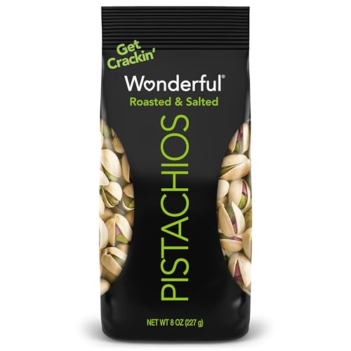 Wonderful Pistachios In Shell, Roasted and Salted Nuts, 8 Ounce Bag, Healthy Snack, Protein Snack, Pantry Staple