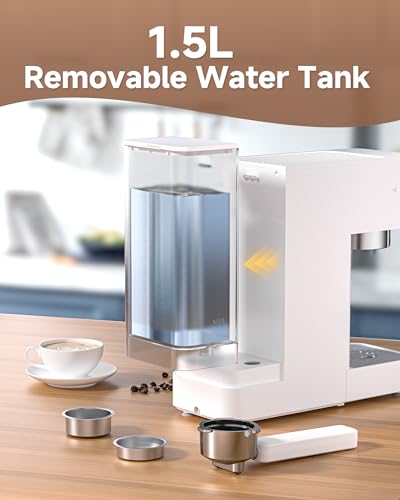 AMZCHEF 20-Bar-Professional-Espresso-Machine, 1350W Coffee Machine with Milk Frother, Flexible Brewing Options, Compact Espresso Machine for Cappuccino, Latte, White - Image 5