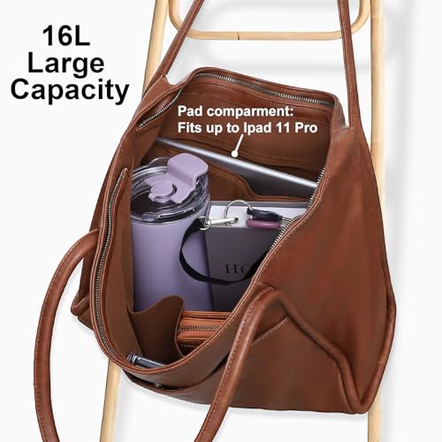 Large Tote Bag for Women Work with Zipper 16L Vegan Leather Ladies Travel Purses and Handbags4