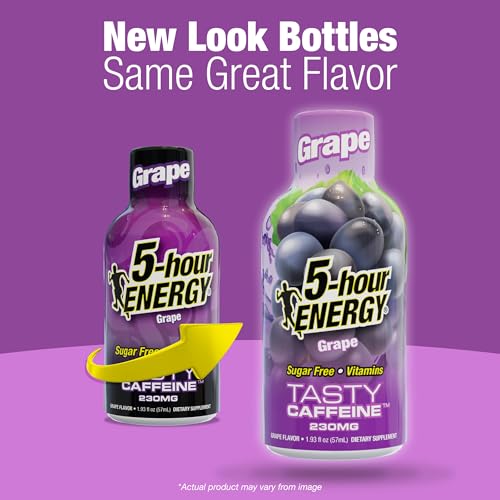 Image of 5-hour ENERGY GRAPE Flavor, 30 Count, 1.93 Fl Oz Energy Shot, Extra Strength, Amino Acids, B Vitamins, Sugar Free and Zero Calories