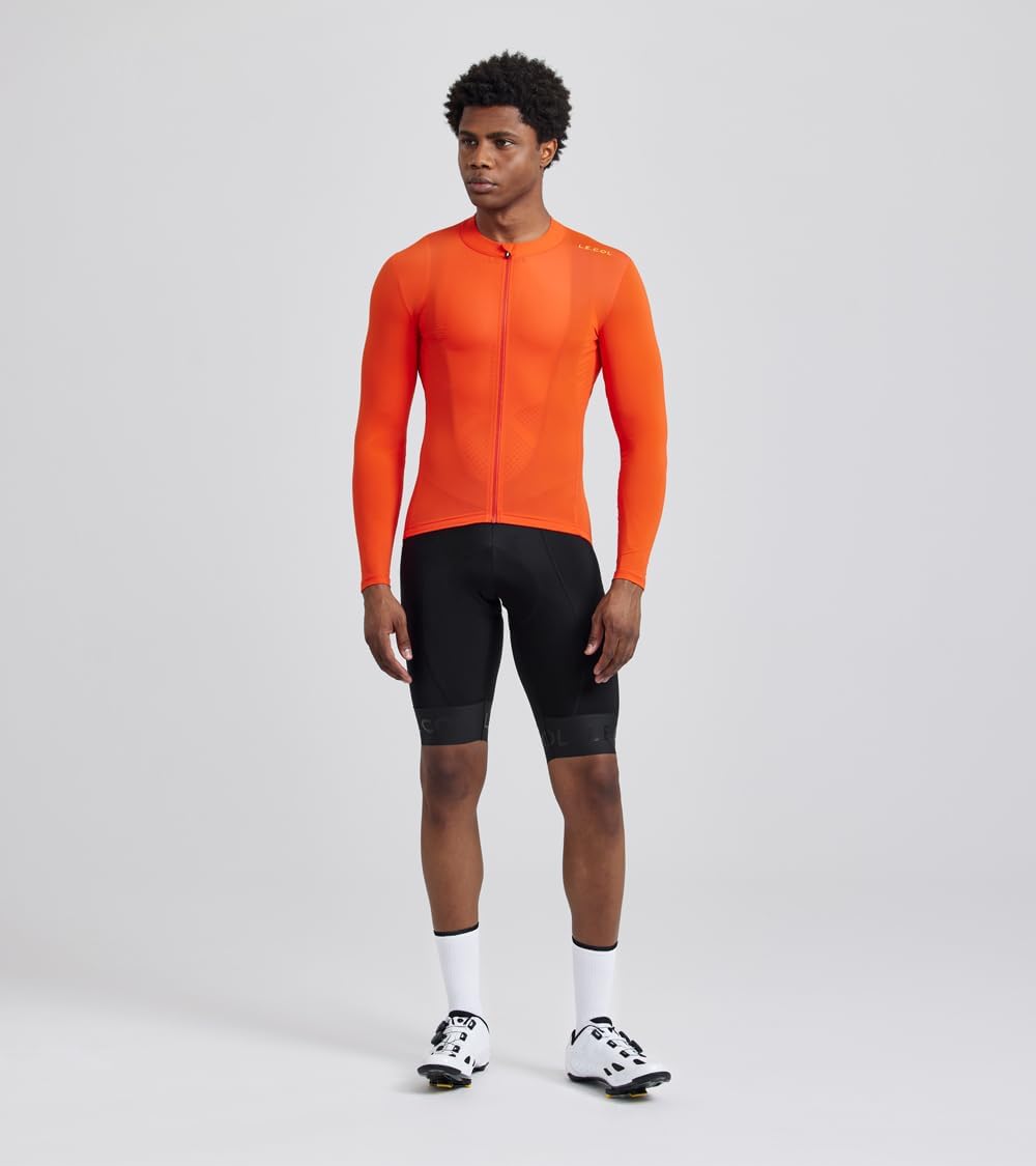 LE COL Men’s Pro Long Sleeve Jersey | Breathable Cycling Shirt | Rear Pockets, Force Lycra Construction, Zip Closure