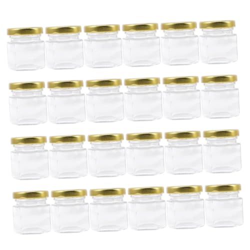 NULYLU 24個 六角形ガラス密封瓶 小型果実ジャム瓶 蜂蜜保存用透明ガラス容器 使いし可能で漏れ防止 食品保管に