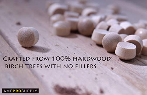 Image of 3 /8 Inch Birch Round Head Wood Plugs - Button Plugs for Screw Hole Covers - Wooden Caps for Furniture, Cabinets, and DIY Projects (120, 3 /8 inch Birch)