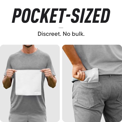 Image of DRYKI Pocket-Sized Sweat Towels - The Original Sweat Absorbing Handkerchiefs - Quick-Dry Microfiber Sweat Rags for Face, Hands, & Body - Men & Women - Gym, Sports, and Work (White: 5 Pack)