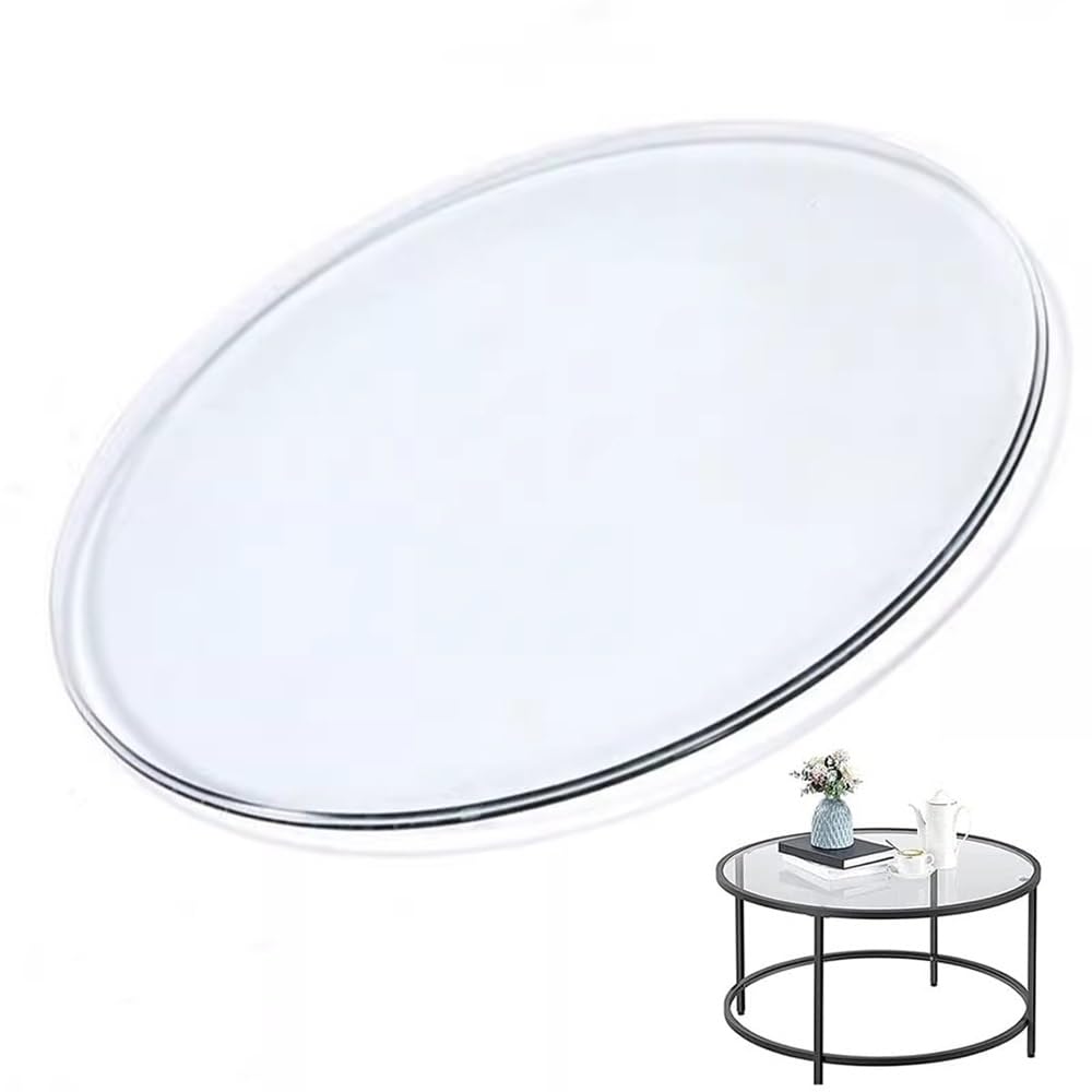 Plateau de table en verre rond 95cm et plateau de remplacement transparent 6mm