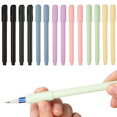 PAVIKE鉛筆ホルダー【14本セット】鉛筆補助軸 鉛筆 延長ホルダー 筆記具、グリップの拡張、姿勢矯正、学校、家庭、オフィス、大人、学生に適し