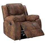 Lovesofas Tan Brown Faux Leather Recliner Chair for Living Room – Brown Recliner Armchair with Manual Lever, Leather Armchair, Wall Saver Recliners & Easy Reclining Armchairs for Elderly