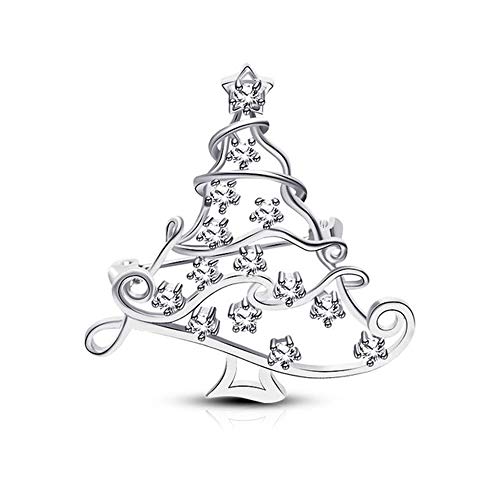 Preisvergleich Produktbild BBLL Brosche Weihnachtsthema Kupfer Brosche voller Glühbirnen Weihnachtsbaum Goldene Silbertanne Kupfer Zirkon Brosche Schmuck Silber