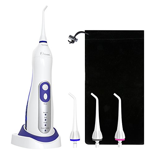 Ovonni Oral Irrigator Water Flosser Cordless USB Rechargeable Teeth Cleaner with 4 Modes and High Capacity Water Tank IPX7 Waterproof Dental Care with 3 Jet Tips Replacement and Storage Bag