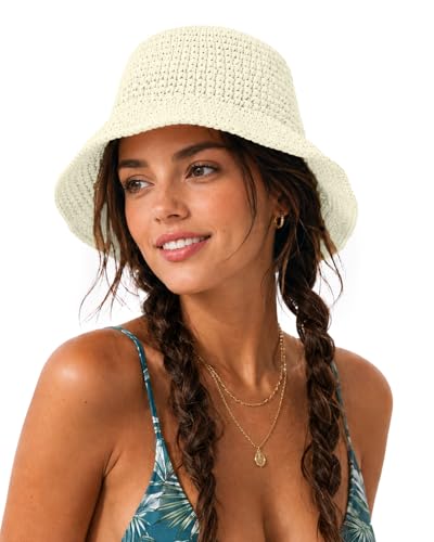 Image of Zylioo XL Straw Bucket Hat for Women, UPF Wide Floppy Brim Beach Sun Hat | Roomy Summer Fit-Flexible Crown And Moldable Edge Give Fuller Head Shapes Easy Shade Without Tight Pressure.