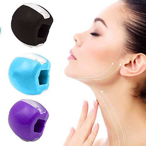 Huaatiear Jaw Exerciser Face Slimmer Eliminator for Jawline Shaper Gentle Mouth Exerciser and Neck Toning 3 Levels Jaw Strengthener Jaw Workout Ball Double Chin Reducer for Men Women Beginner,F
