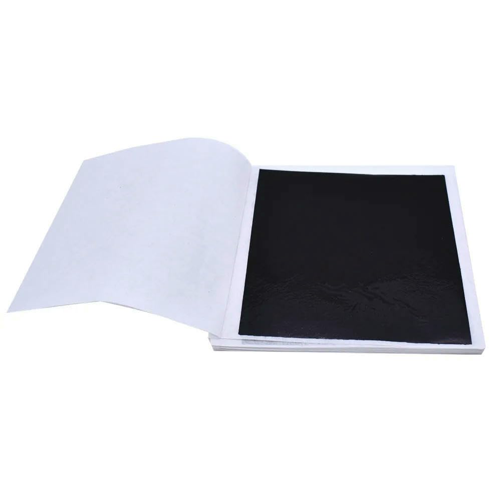 Gold Leaf Sheets, Gold Foil Transfer Sheets 8x8.5cm Multicolor 100 For DIY Crafts Gilding Nail Art(Black)