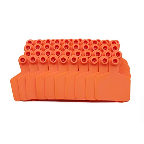 Blank Cattle Ear Tags 100 Pieces Livestock Ear Tags for Cow Swine Sow Sheep (Orange)