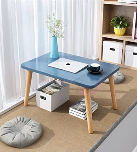 Image of Shoppee Wood Foldable Oval Rectangle Shaped Side Laptop Table for Table /Tea Coffee Breakfast (Blue )