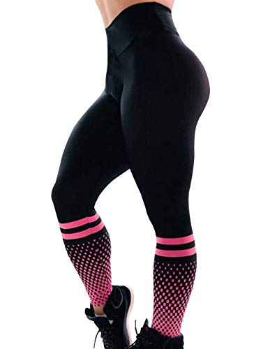Mallas Deporte Mujer Leggins Fitness Push up Running Yoga Pantalón Medias Deportivas Multicolor 3D Impresión Arco Iris Gym Pantalones Deportivos Elástico Polainas para Pilates Ejercicio (Negro-A, S)