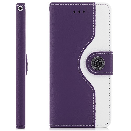 Saxonia Funda Apple iPhone 6 / 6S Cubierta Carcasa Protectora Elegante con [Ranuras para Tarjetas] Billetera | violeta-Bianco