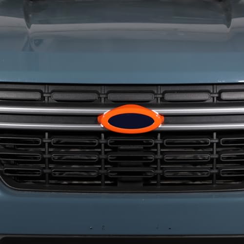 Image of Rear and Front Emblems Trim Ring Cover Compatible with Ford Maverick 2022-2025, Car Front and Rear Logo Circles Cover, Front Hood Rear Trunk Emblem Logo Decorative Accessories (Orange)