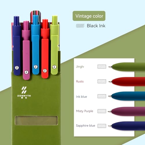Bolígrafos Gel Vintage MengRan 5 Pcs con 10 Recargas Azul miniatura 5