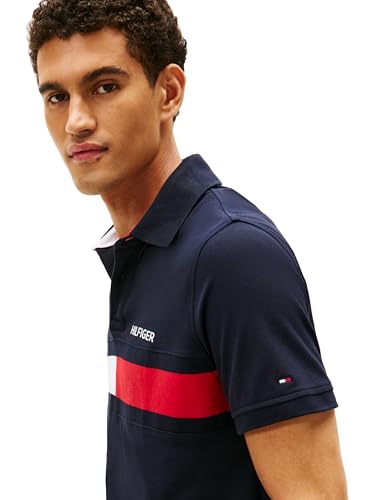 Image of Tommy Hilfiger Men's Short Sleeve Cotton Pique Flag Polo in Regular Fit