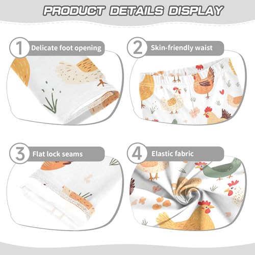 Farm Chicken Girls Leggings,Workout Leggings for Girls Toddler Athletic Legging Size for 3-10T3