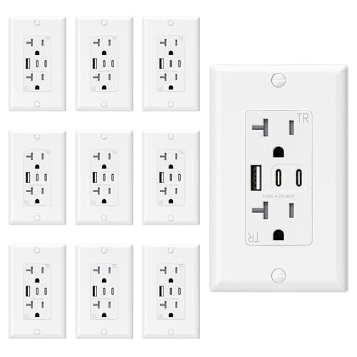 ELEGRP USB outlets with 3 USB ports and wall plate