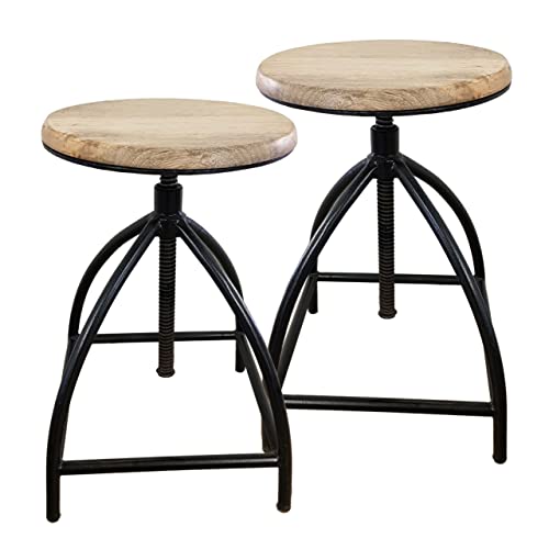 Set 2 Stück Barhocker Hocker Drehstuhl höhenverstellbar Liverpool Holz Metall-Gestell schwarz matt - Tabacco Drehhocker Cover