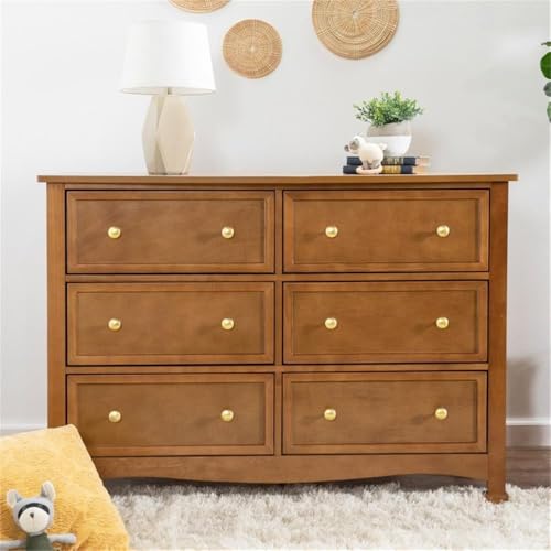 Image of DaVinci Kalani 6-Drawer Baby Dresser for Nursery - Wooden Double Chest of Drawers for Kids, Boys & Girls - Multi-Purpose Storage Dresser for Bedroom, Living Room & Hallway - Easy to Assemble, Chestnut