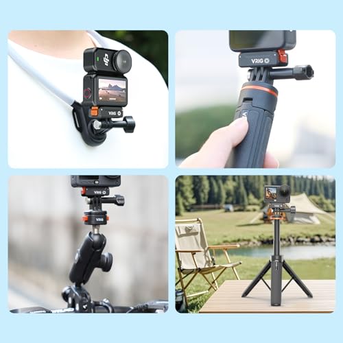 Image of VRIG Magnetic Quick Release Base for DJI OSMO Action 6 / Nano,Aluminum Alloy Mount for OSMO Nano /Action 6 with 1 /4 inchThreaded Hole & Foldable Action Camera Adapter for Tripod Accessories