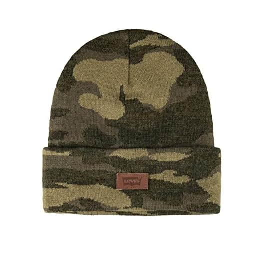 Levi's All-Season Hero Beanie Soft Knit Cuffed Winter Hat, Warm & Comfortable Everyday Style Bonnet, Vert Camouflage, uni, Taille Unique Mixte