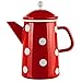 matches21 Duzy emaliowany dzbanek do kawy czerwony w kropki nostalgiczna emaliowana zastawa stolowa kazdy 23x12 cm / 1600 ml