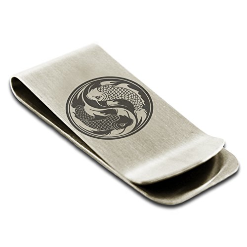 Stainless Steel Koi Fish Yin Yang Symbol Money Clip Credit Card Holder