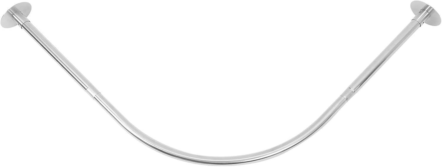 Curved Telescopic Shower Curtain Rod Tension Adjustable Spring Tension Pole U-shaped No Drilling Bathroom Rod for Bathtub and Shower Use