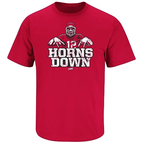 Smack Apparel Horns Down T-Shirt for Texas Tech Football Fans (SM-5XL) (Red Short Sleeve, Large)