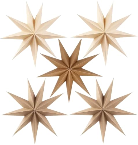 Kizozo Papiersterne Weihnachten 5er Set, Papiersterne zum aufhängen,...