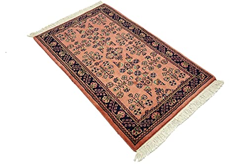 Tapis en laine de prestige Sarough à motif floral orange 90x160 cm