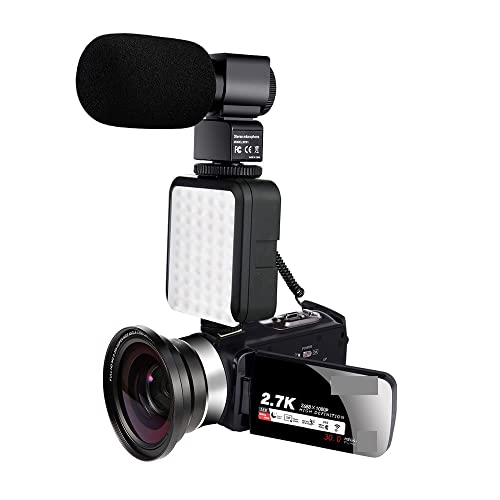 Caméscope numérique portable 2.7K avec zoom 16X et pack LED vlogging - 2
