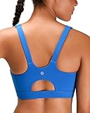 Nikuja High Impact Sports Bras for Women, Racerback Molded Cup High Support Sports Bras with Sewn in Pads(002_Bright Blue_XL)