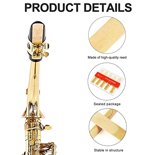 Image of 10 Pack Professional Alto Saxophone Reeds with Plastic Box, Strength 2.5 Alto Sax Reeds, Laser Engraved Marking & Thinner Reed Tip for Easy of Play, Traditional Reeds for Saxophone Alto