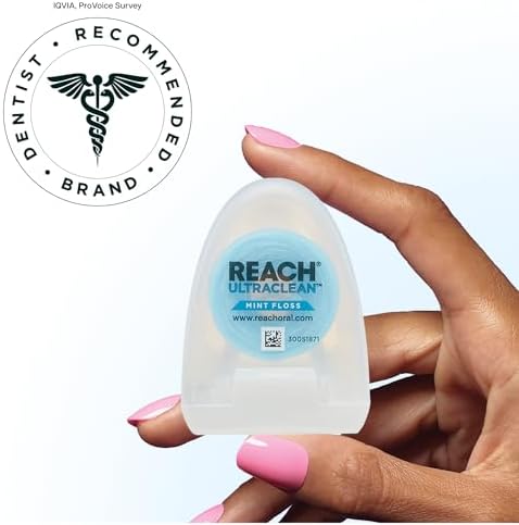 REACH Ultraclean Dental Floss, Mint, Plaque Remover for Teeth, Shred Resistant, Waxed, Easy on Gums & Teeth, Mint, Oral Care, PFAS Free, for Adults & Kids, 6 Pack, 30 yd - 5