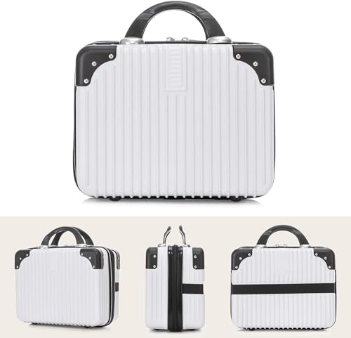 Image of Makeup Case Suitcase, Mini Bag, Mini Hard Shell Travel Luggage, Women Portable Water Proof Carrying Suitcase, Organizer Bag, Small Hard Shell Cosmetic Luggage, Water Proof (B-Black&White)