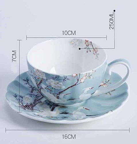 Kaffeetasse Tee-Set, Bone China Kaffeetassen, 250ml Tasse und Untertassen Sets Blaues Kaffee-Set, Home Kitchen Geschirr Kaffee Trinkgeschirr Bone China Tee-Sets