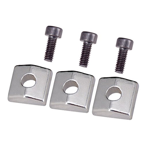 LF Super Supply 3 Pieces Locking Nut Block and Screws Guitar Cap Suitable for Tremolo Bridge Replacement Part (Silver+Black)