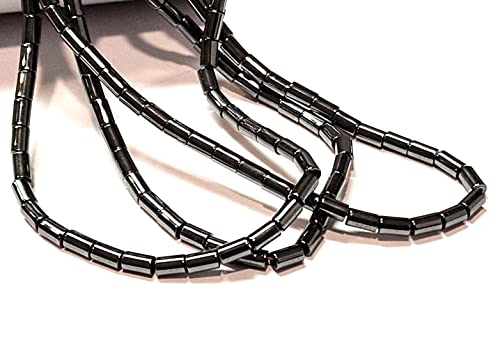 Perlin Pack of 50 Black Hematite Beads 8 x 4 mm for Bracelets Tube No Magnet Hematite Gemstones 38 cm 1 Strand Heishi Beads - Image 3
