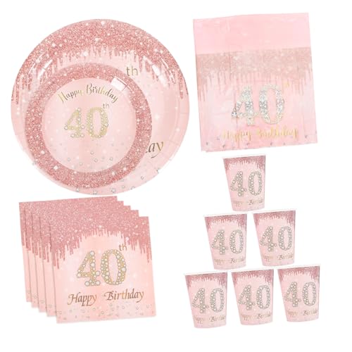 COLLBATH 1set Glittering Paper Plates and Napkins Tablecloth for Birthday Party Supplies Theme Dinnerware Unforgettable Celebrations