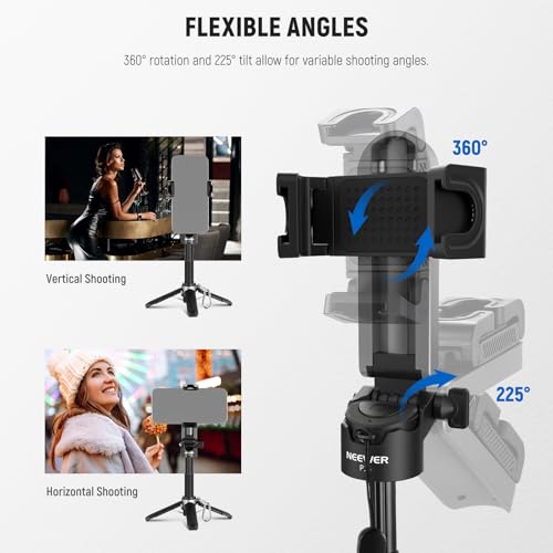 NEEWER Selfie Stick with Detachable Bluetooth Remote Shutter, Lightweight Foldable Travel Tripod for iPhone for YouTube/TikTok Vlogs Live Streaming Photography, Black, P15 - image 4