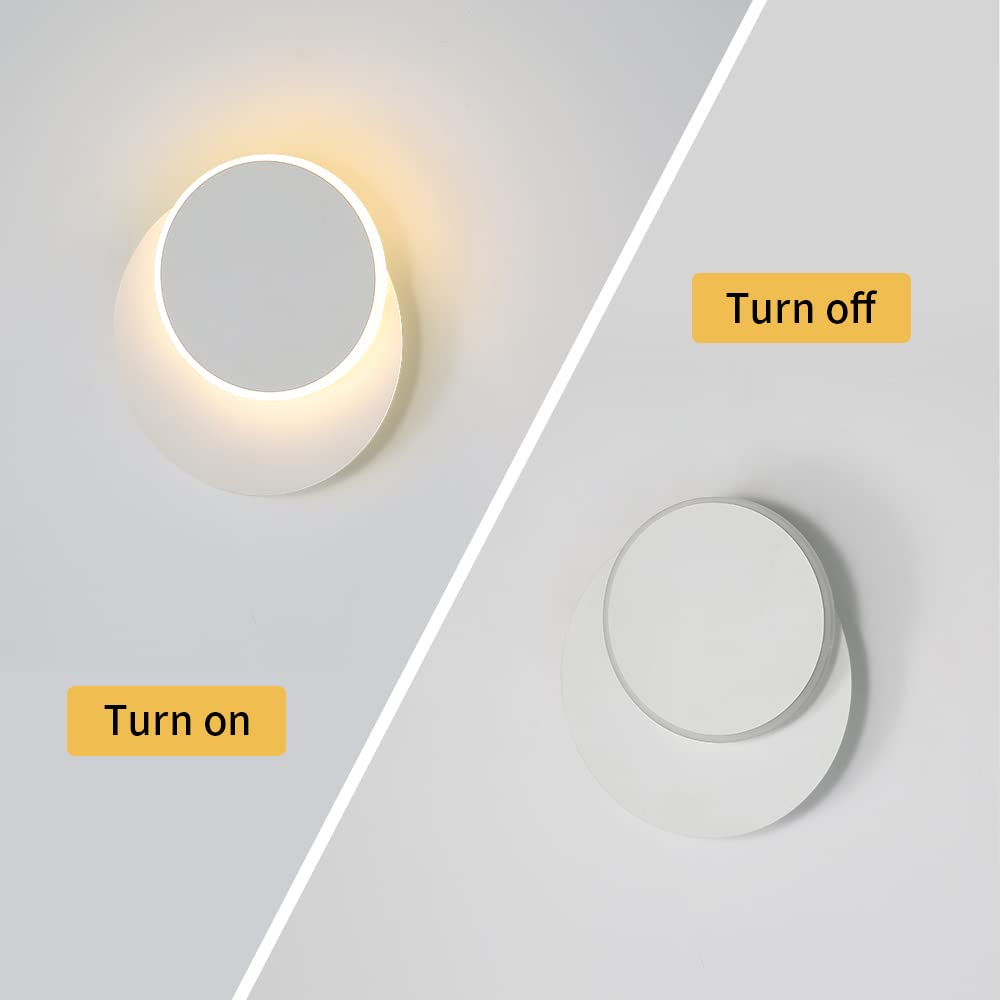 DELIPOP Appliques Murales Interieur Blanc, 10W Moderne Lampe Murale LED, Créatif 2 en 1, 360° Rotative 3000K Blanc Chaud Eclairage Lumière Pour Salon Salle Escalier Chambre