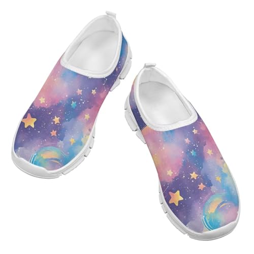 Kid Running Shoe Boy Lightweight Slip On Walking Sneakers Breathable Anti-Skid Athletic Workout Loafers for Camping Size 11-15 White Sole